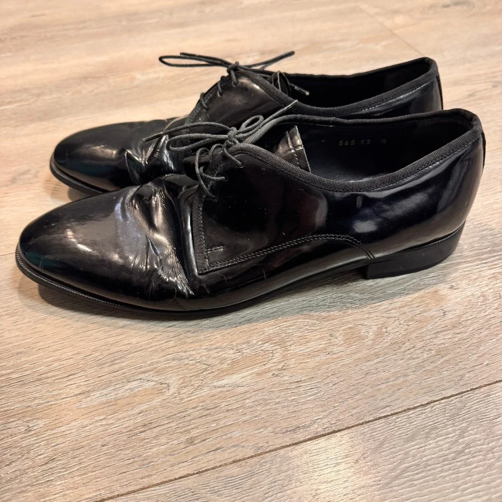 Pronto Uomo Men's Black Patent Leather Oxford‎ Dress Shoes Size 13 M Tuxedo